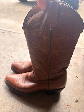 Vulcan Tan and Cream Leather Cowboy Boots